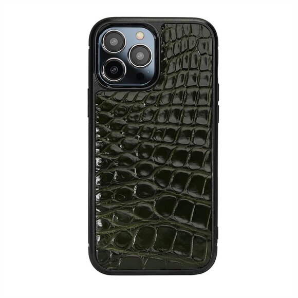 Minimalist iPhone 13 Pro Max Case - Premium Alligator - Avocado Color